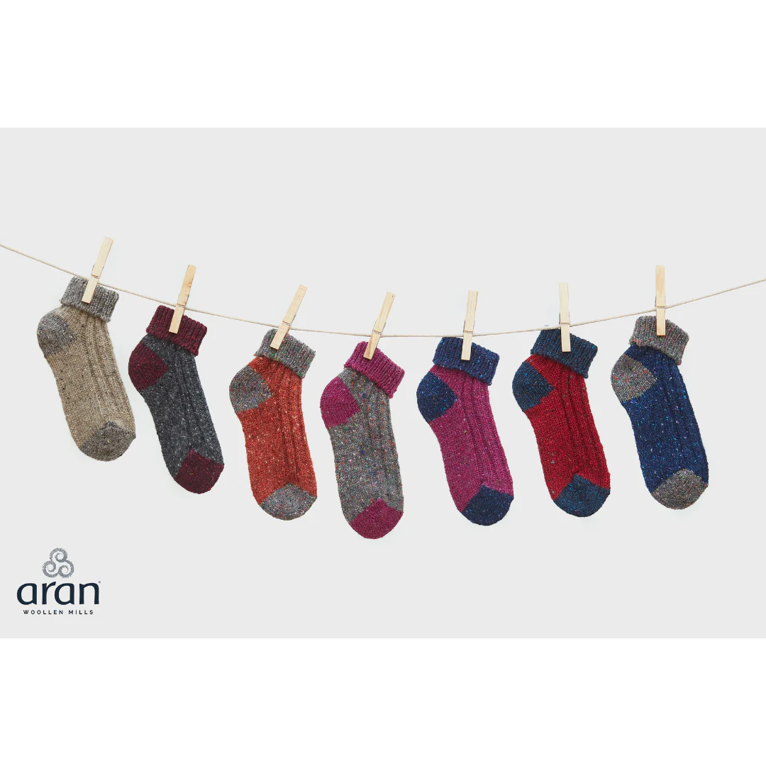 Adults Turn Down Ankle Sock Blue & Grey - Image 2