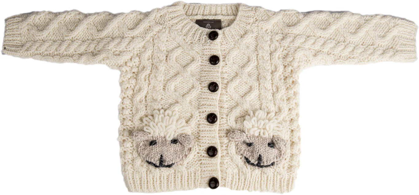 Aran Baby Shepley Button Down Sheep Cardigan