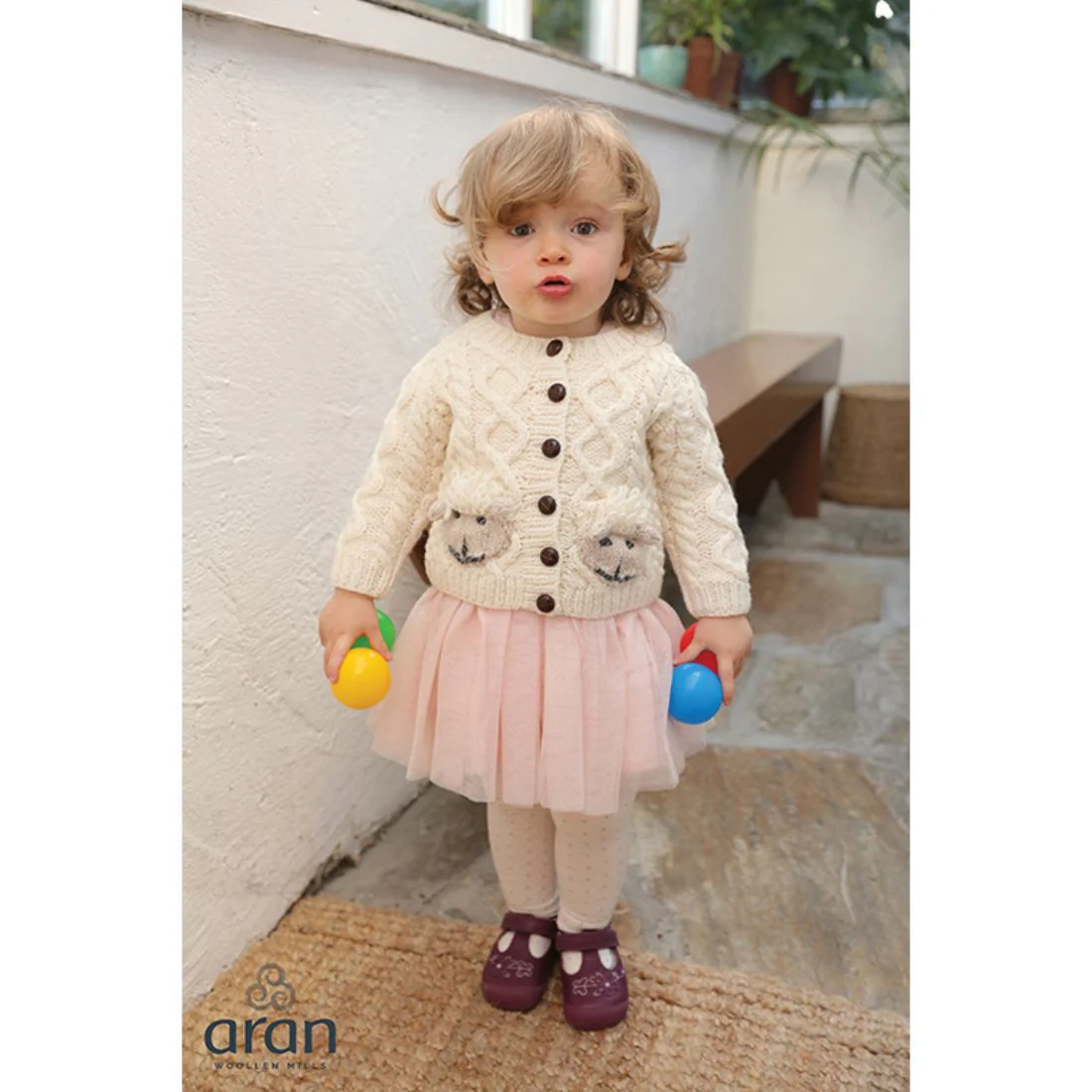 Aran Baby Shepley Button Down Sheep Cardigan - Image 2
