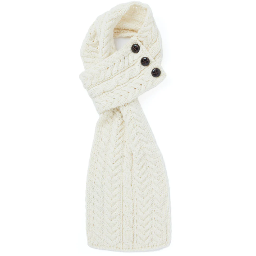 Aran Buttoned Loop Blue Scarf - Image 3