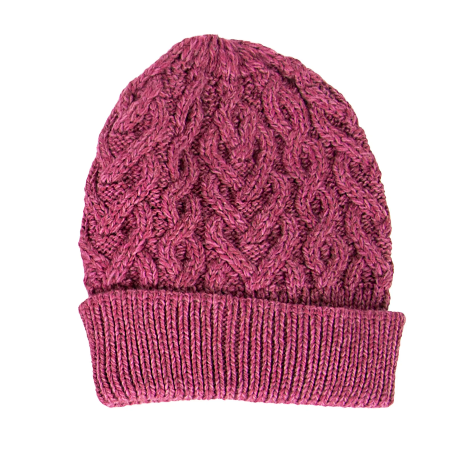 Aran Crafts Super Soft Heart Design Hat Magenta Pink