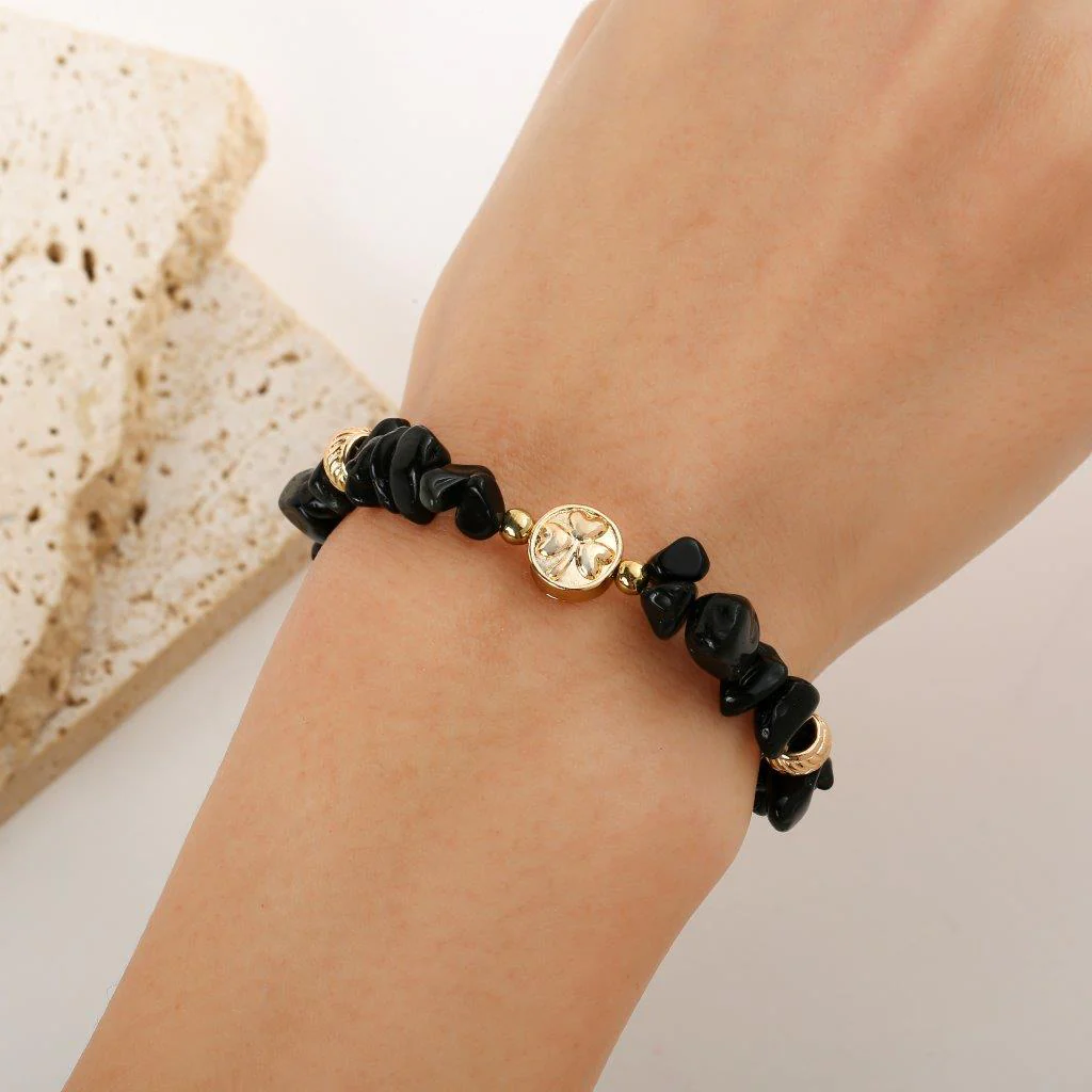 Black Semi-Precious Tourmaline Chip Bracelet - Image 2