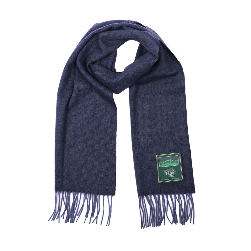 Brushed Woollen Tartan Scarf Navy