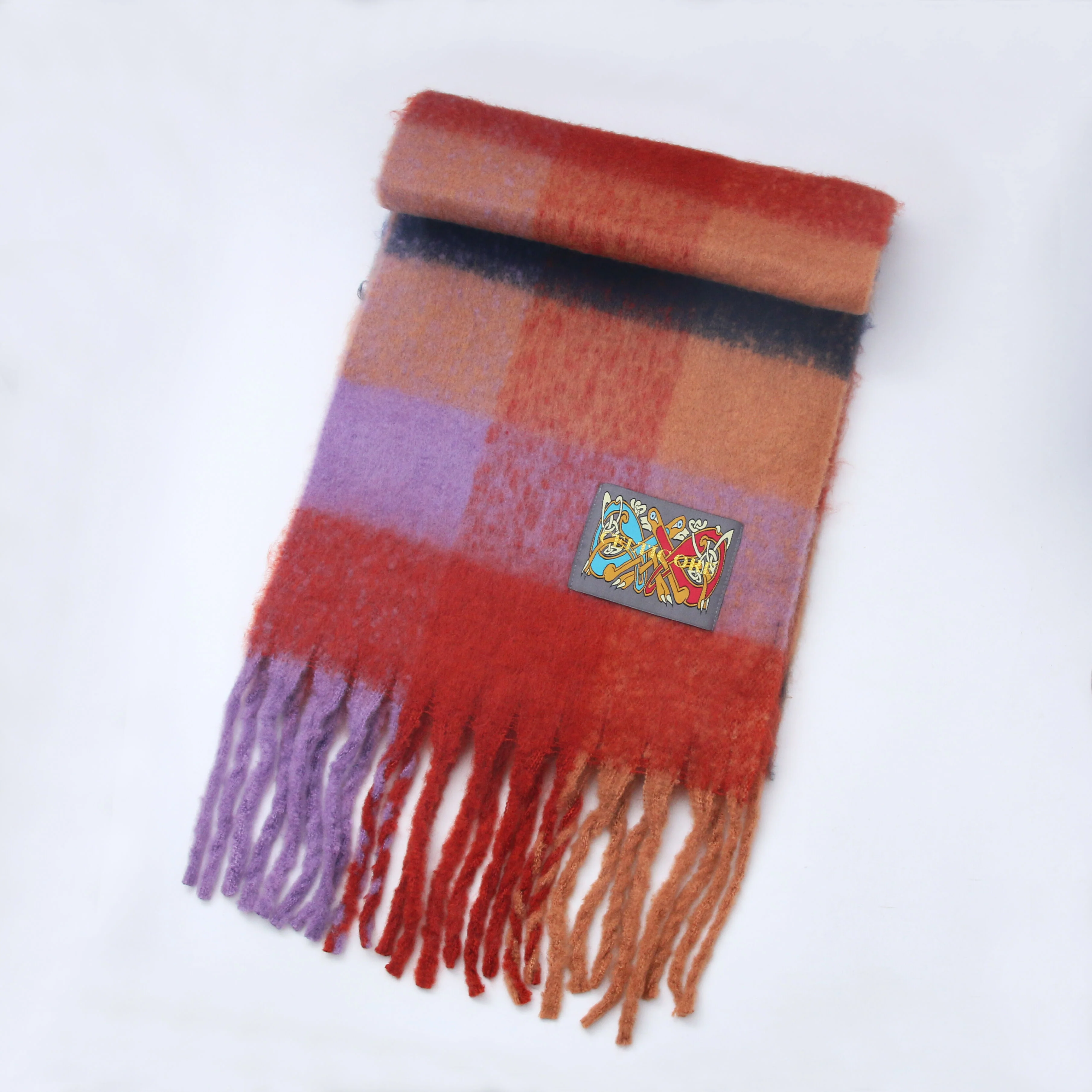 Celtic Ore Authentic Irish Soft Check Scarf Pink-red