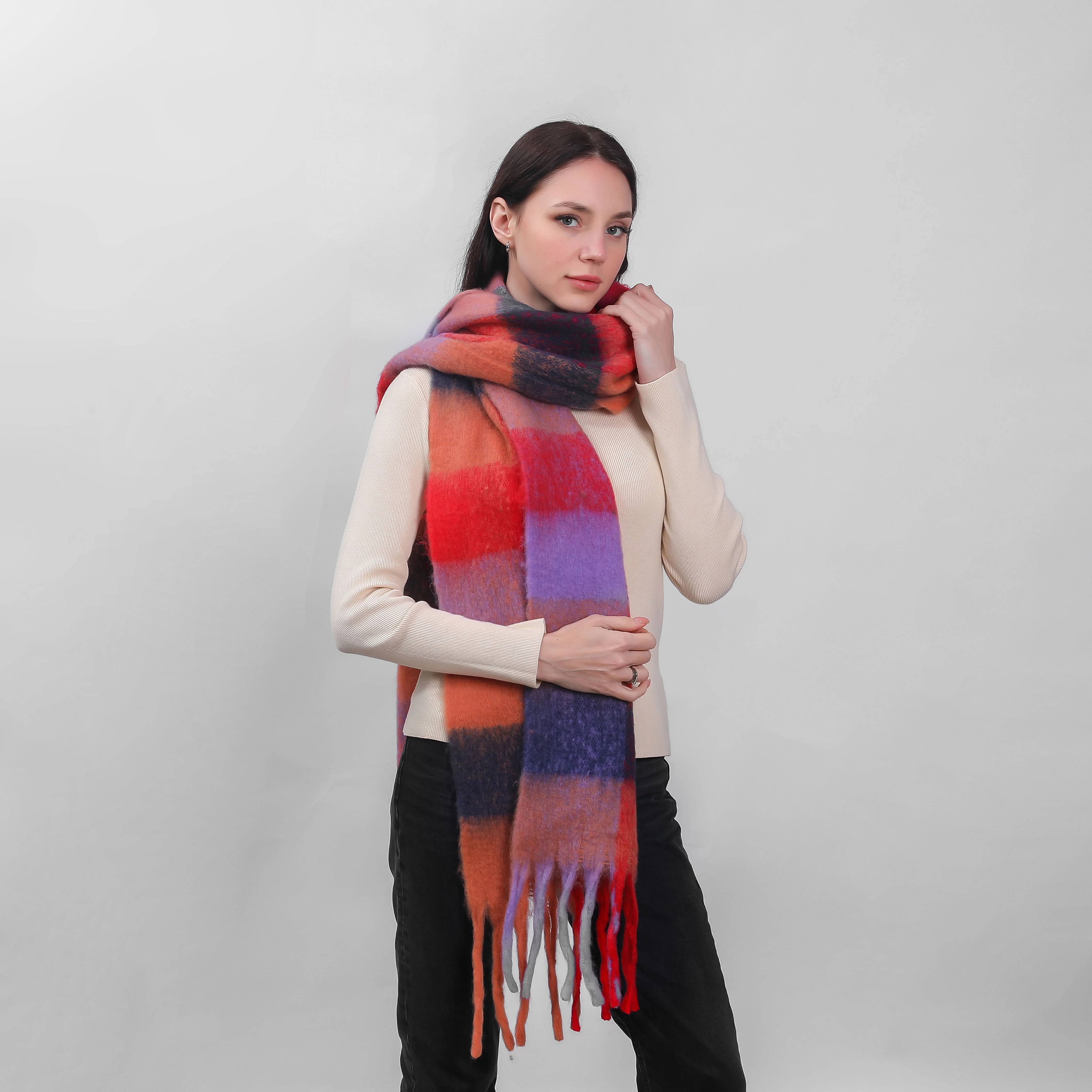 Celtic Ore Authentic Irish Soft Check Scarf Pink-red - Image 2
