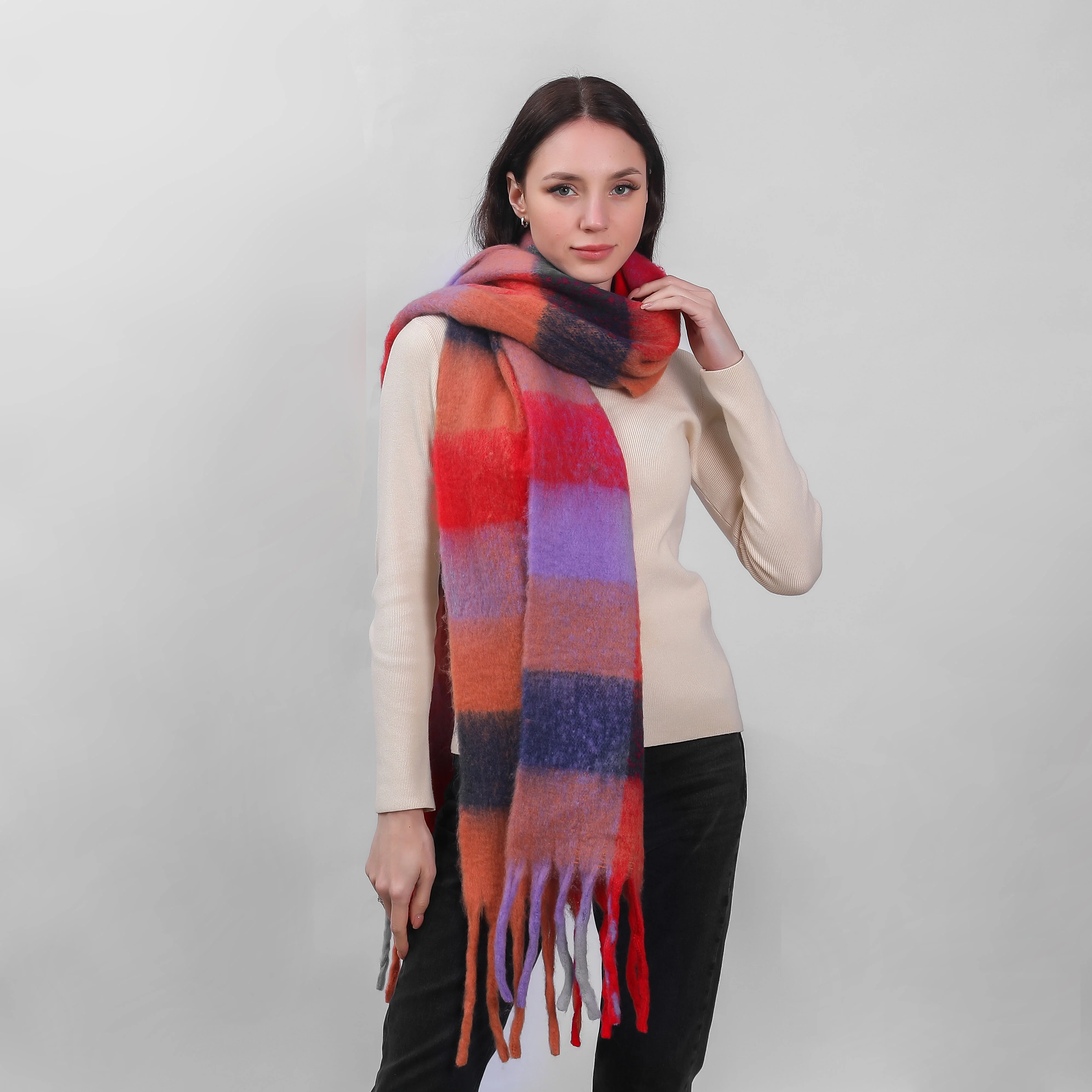 Celtic Ore Authentic Irish Soft Check Scarf Pink-red - Image 3