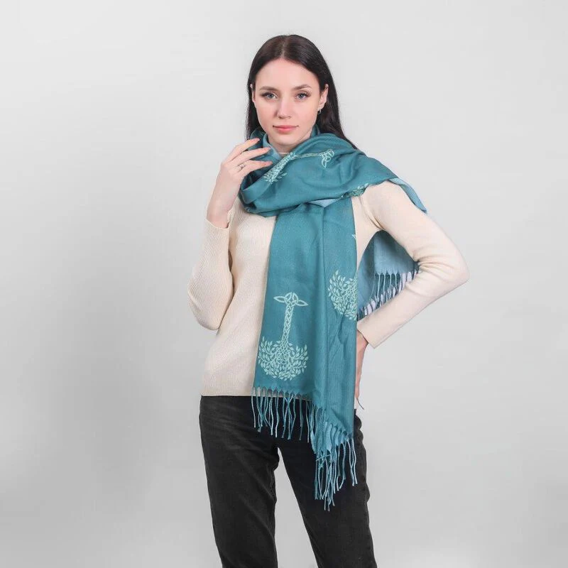Celtic Tree Two Tone Scarf Green - Image 2