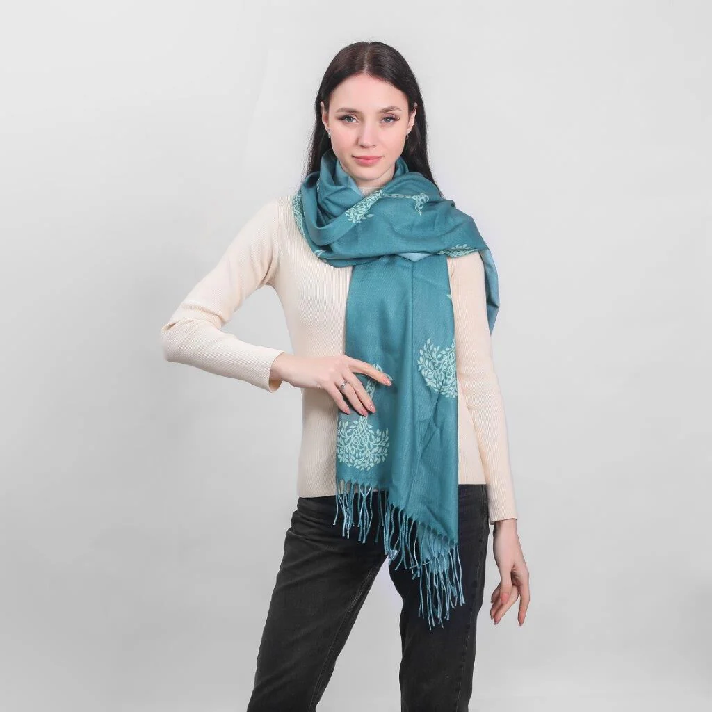 Celtic Tree Two Tone Scarf Green - Image 3