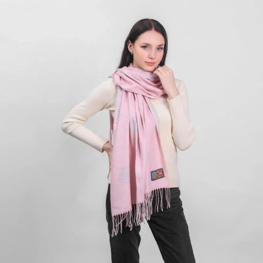 Celtic Tree Two Tone Scarf Pink - Image 2