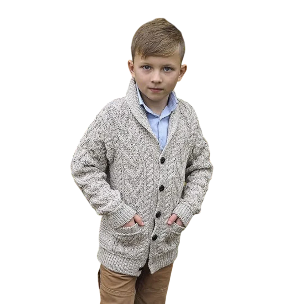 Childrens Merino Wool Oatmeal Cardigan