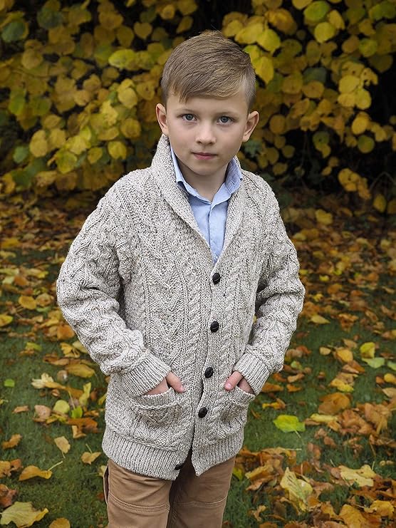 Childrens Merino Wool Oatmeal Cardigan - Image 2