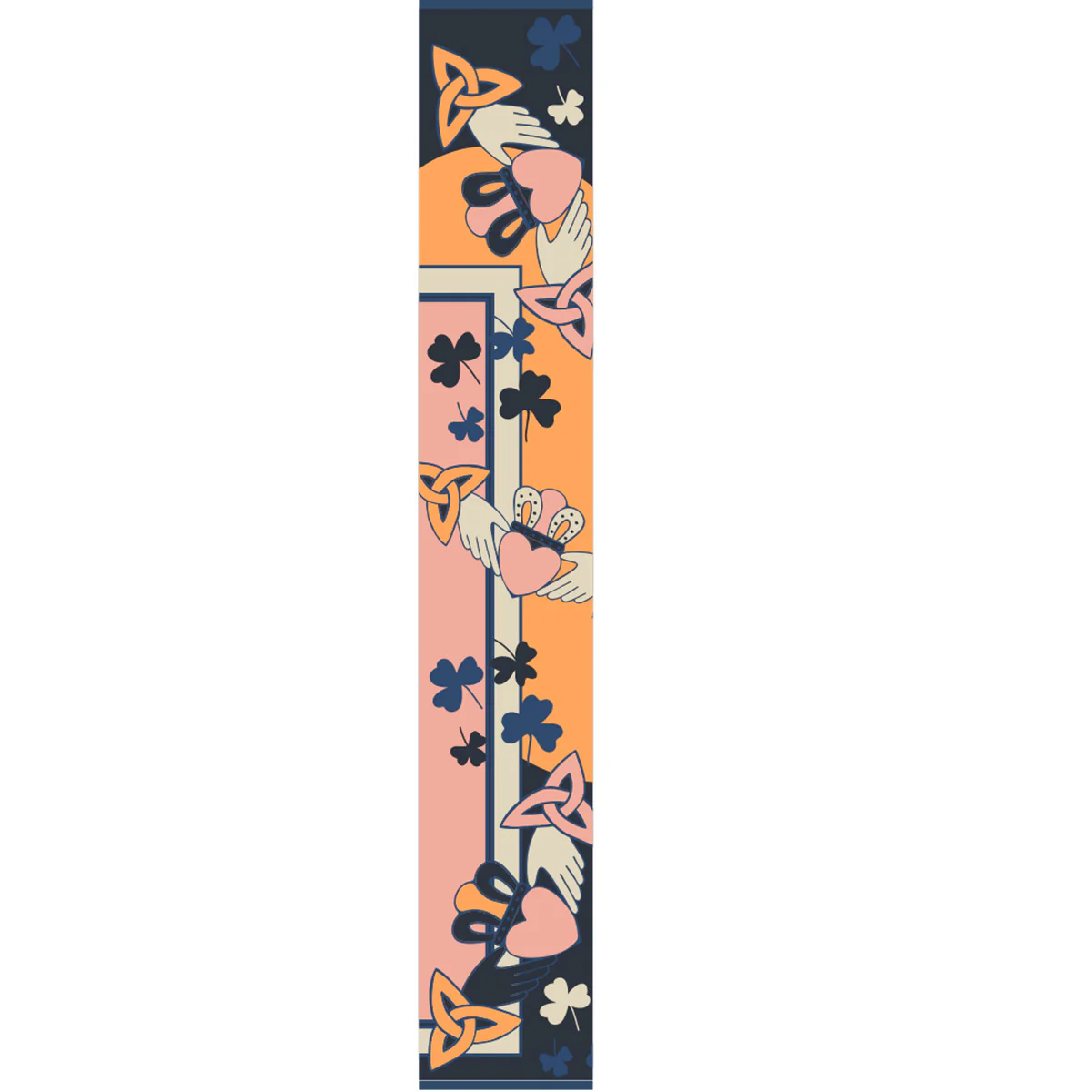 Claddagh Blue and Salmon Knit Scarf - Image 5