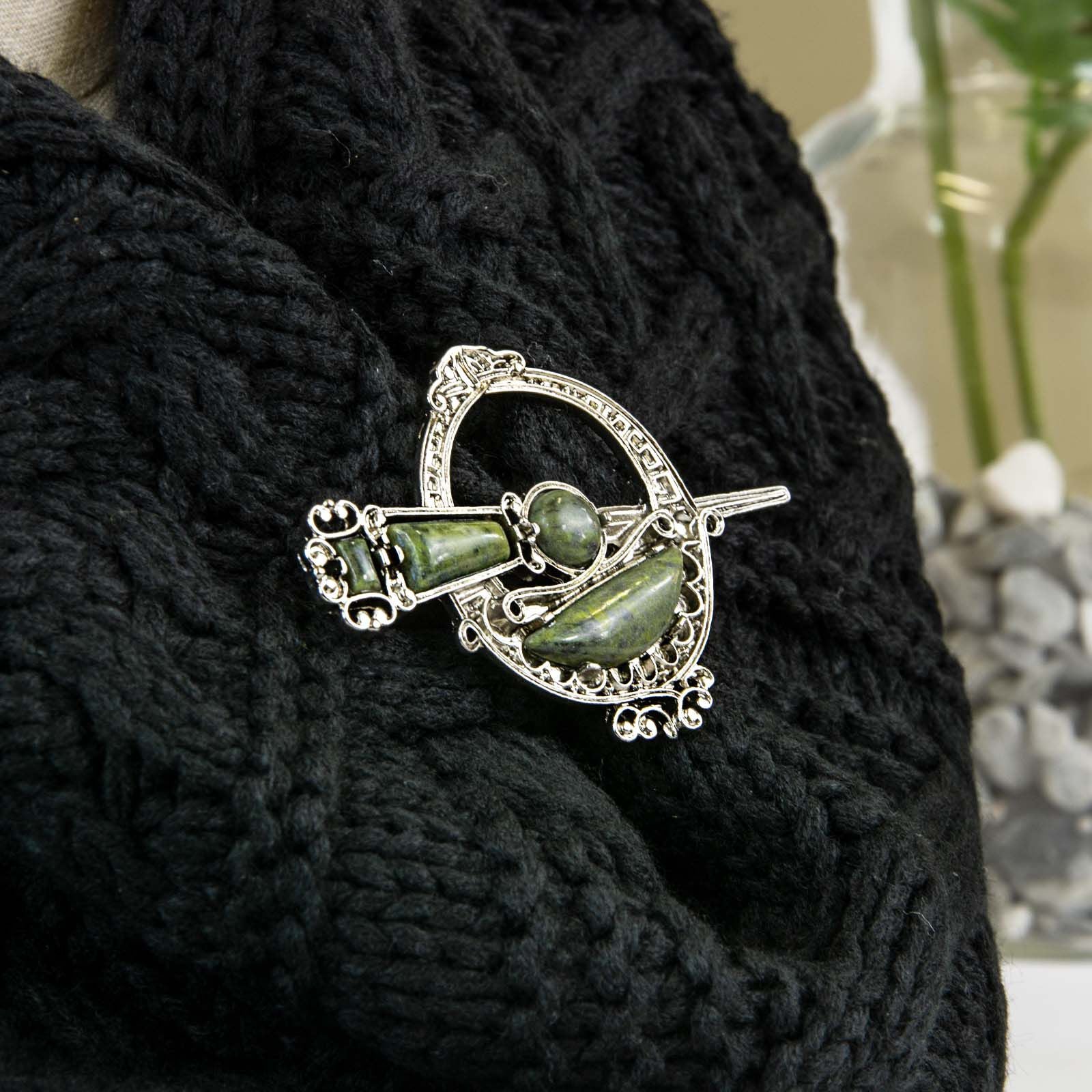 Connemara Marble Celtic Brooch - Image 5