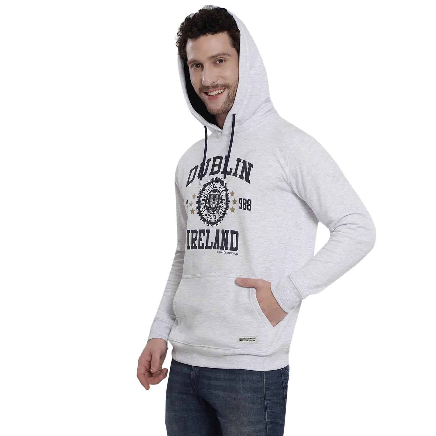 Dublin Stamp Stars Ash Grey Unisex Hoodie - Image 3