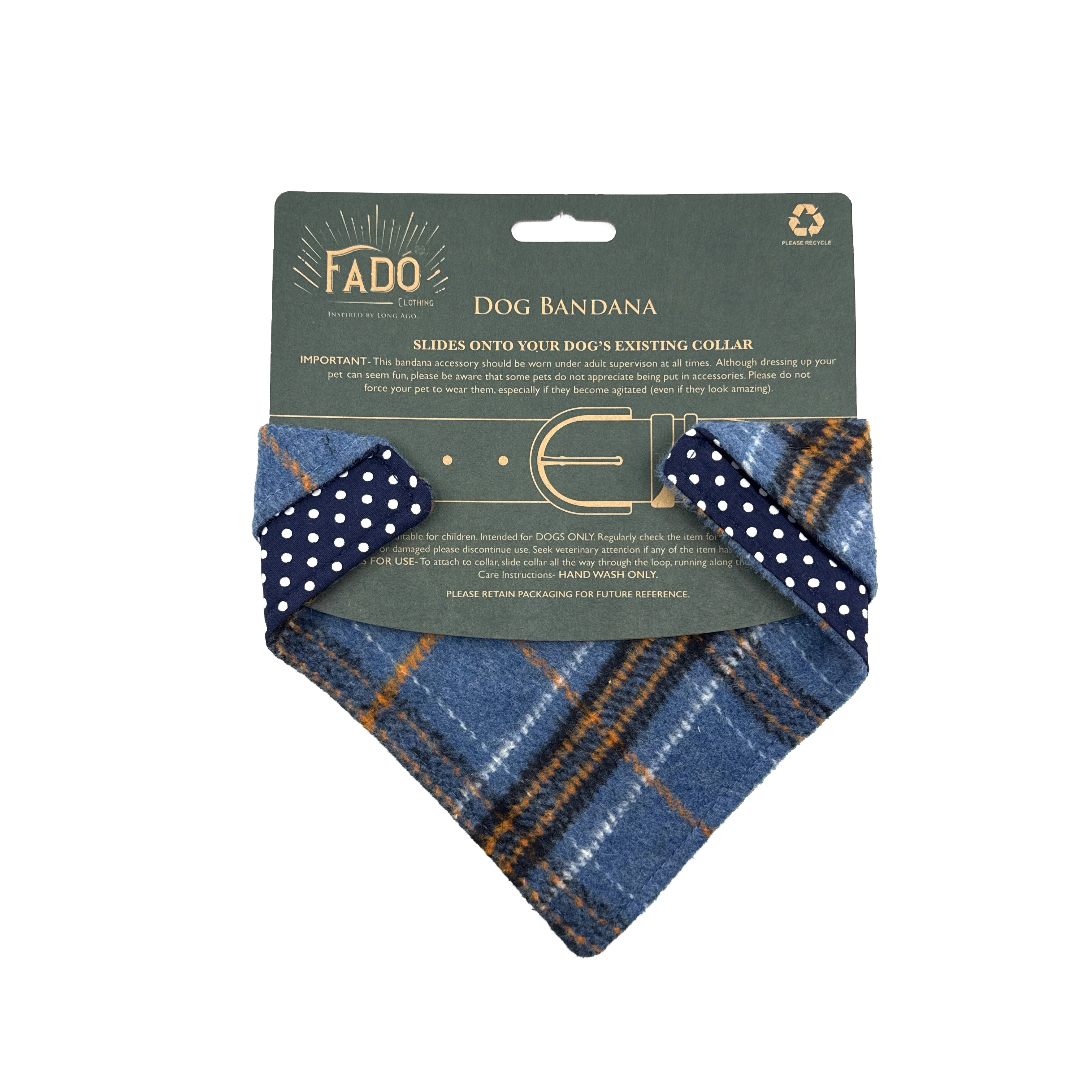 Fado Tartan Navy Dog Bandana - Image 4