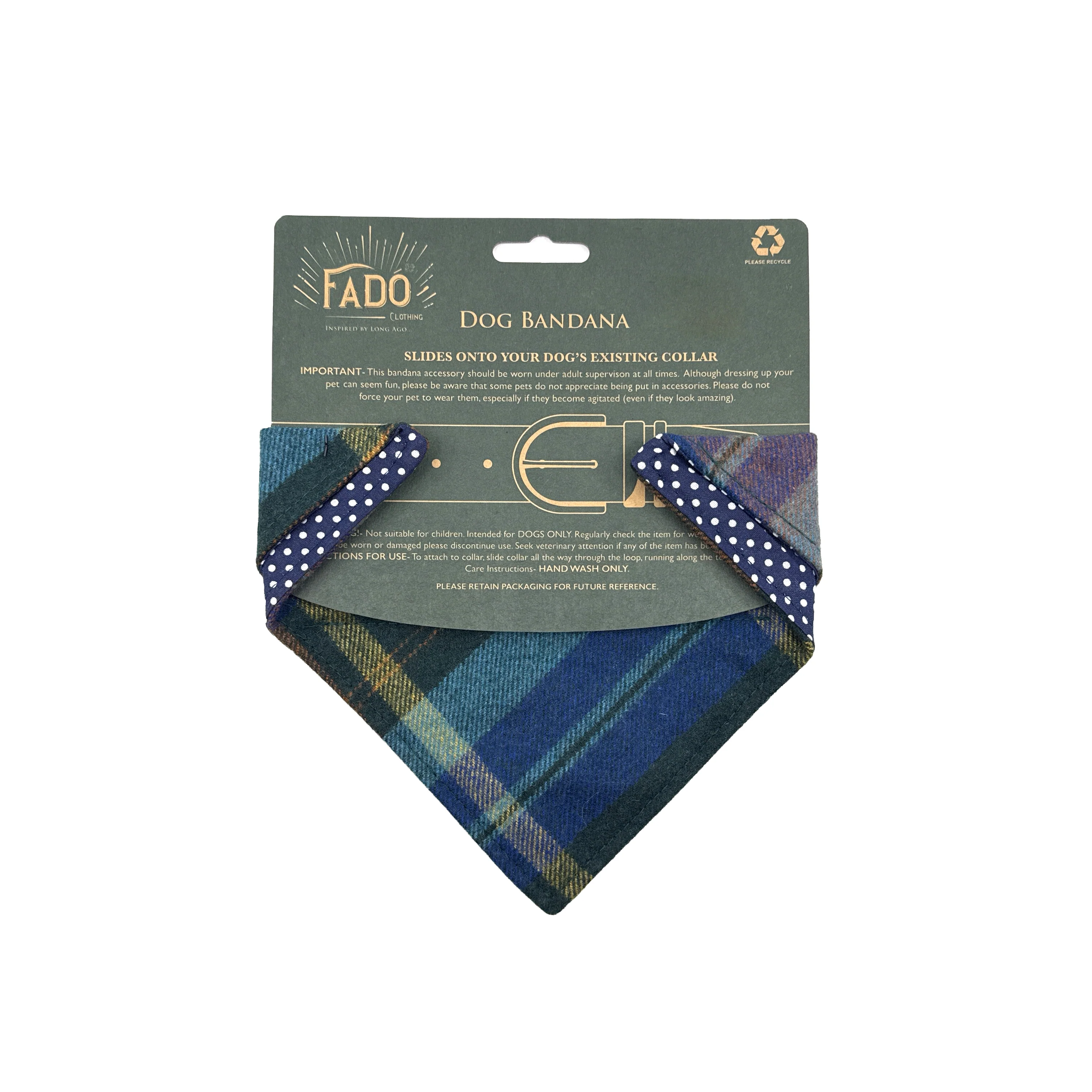 Fado Tweed Blue Check Dog Bandana - Image 4