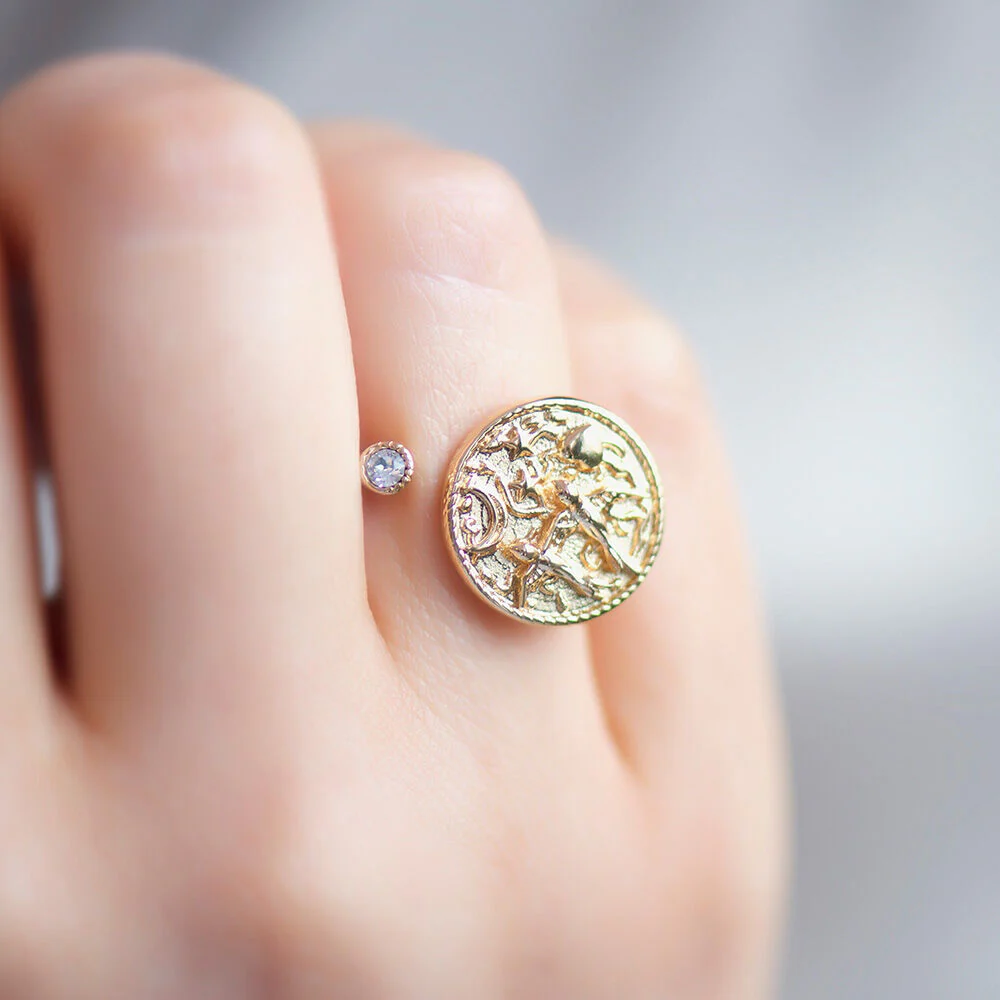 Gold Plated Amy Huberman Newbridge Silverware Ring With Clear Stone - Image 3