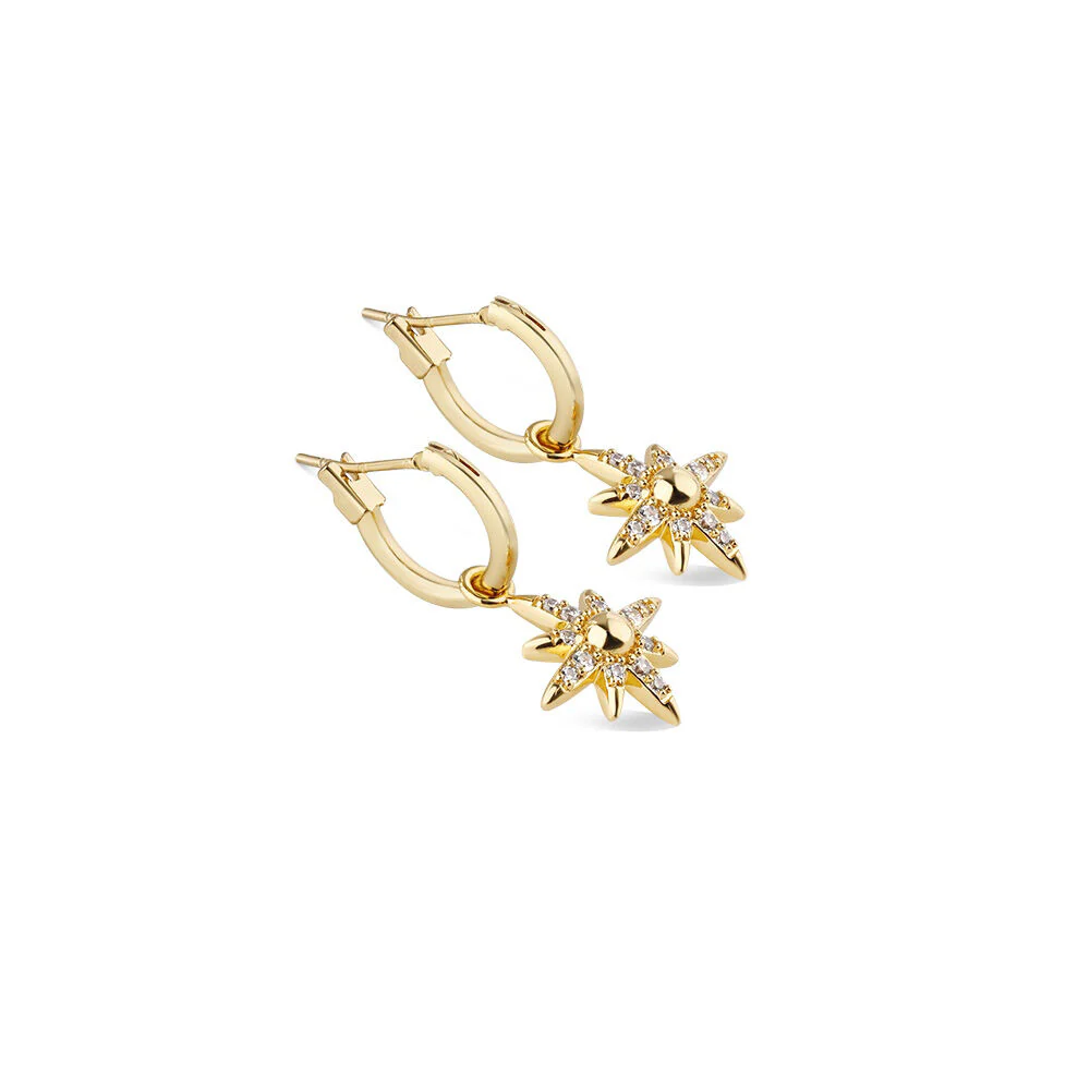 Gold Plated Amy Huberman Newbridge Silverware Star Earrings With Clear Cubic Zirconia - Image 4
