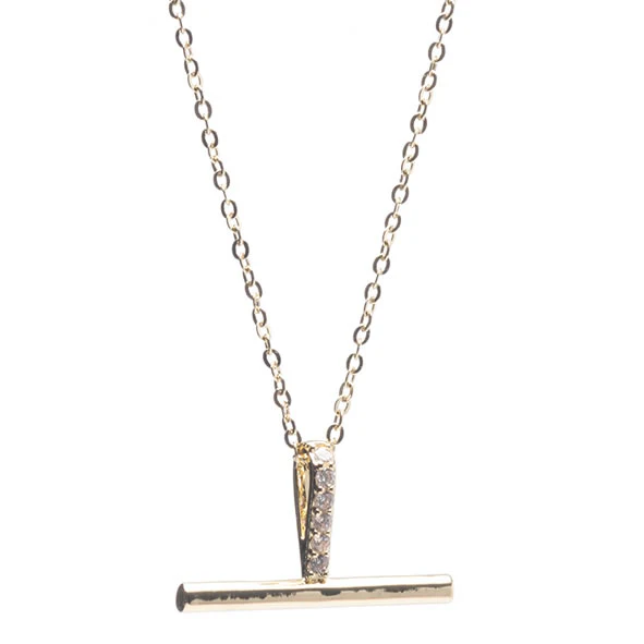 Gold T-Bar Pendant - Image 2