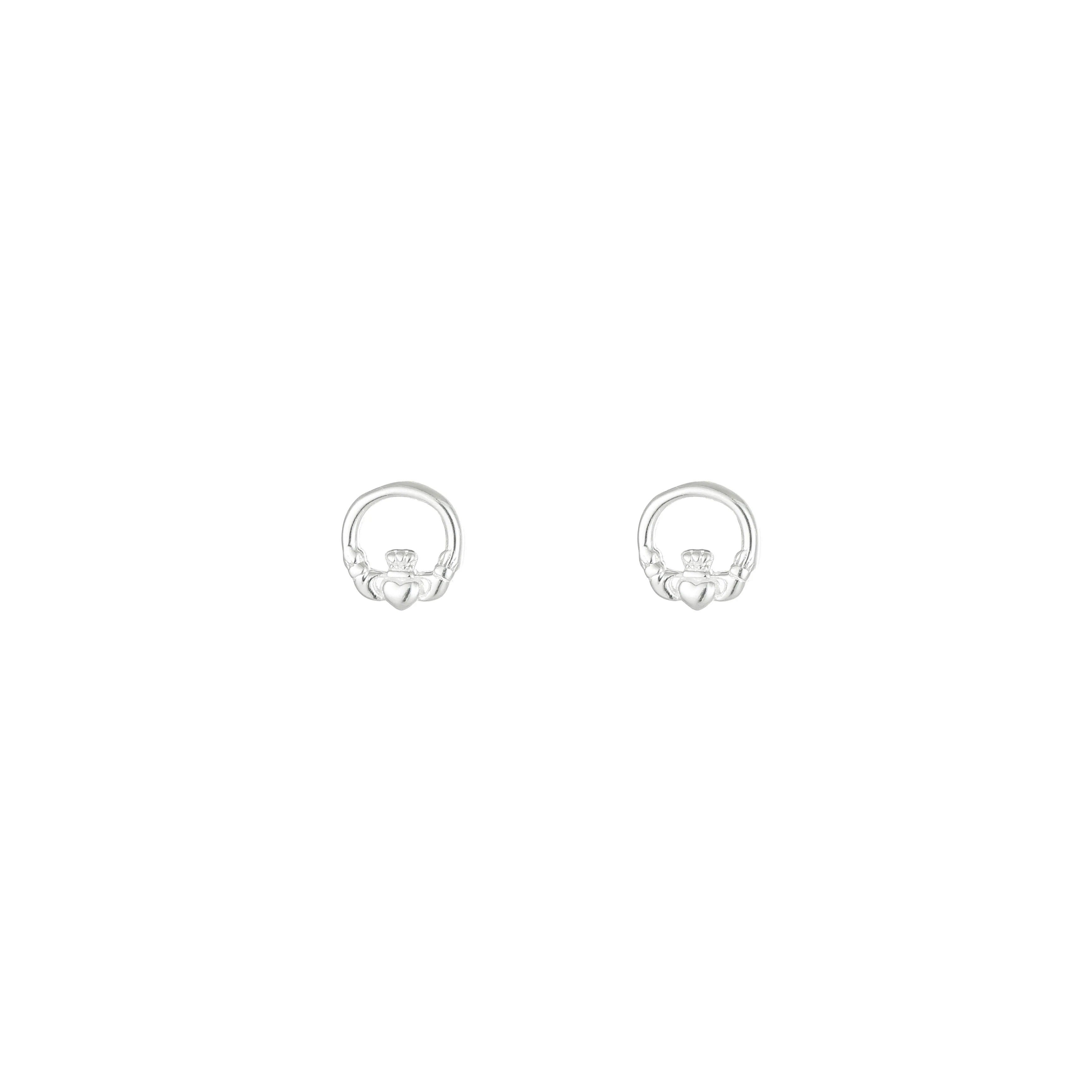 Grá Collection Plain Claddagh Earrings Sterling Silver - Image 3