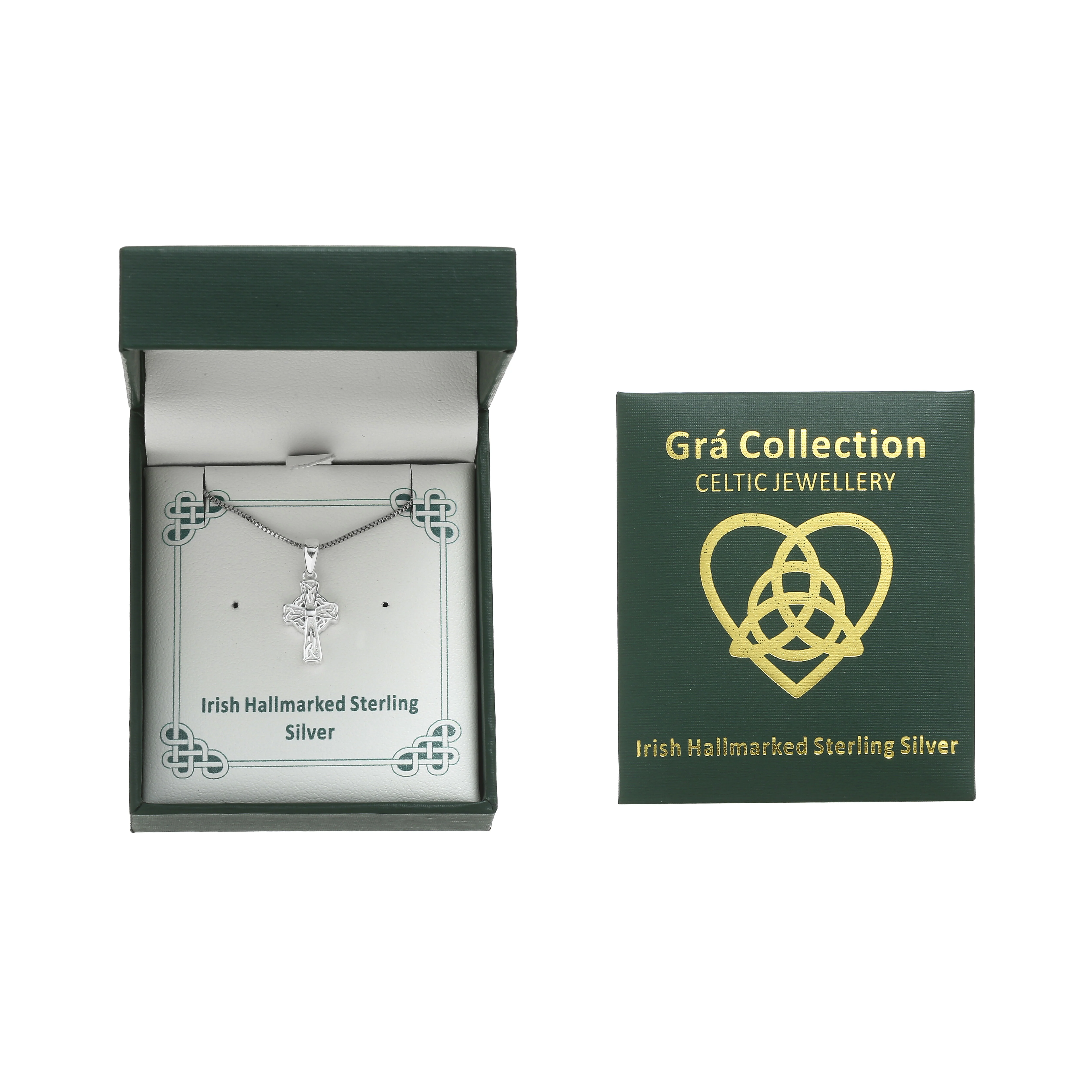 Grá Collection Plain Silver Celtic Cross Necklace Sterling Silver - Image 3