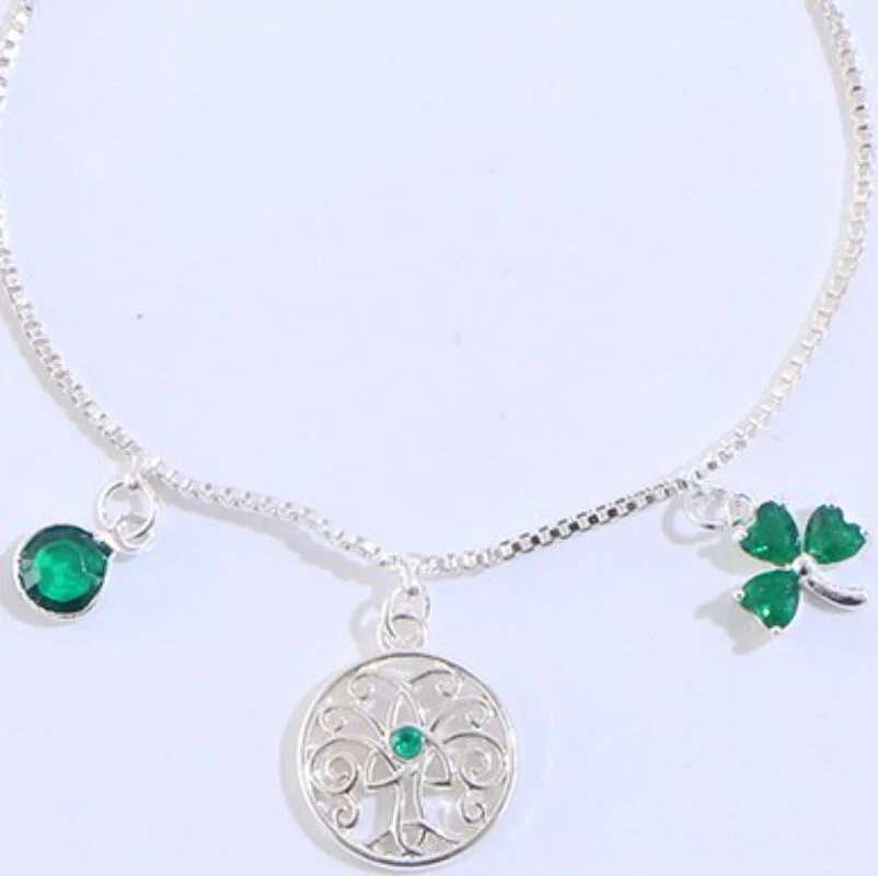 Grá Collection Silver Plated Shamrock Drawstring Bracelet