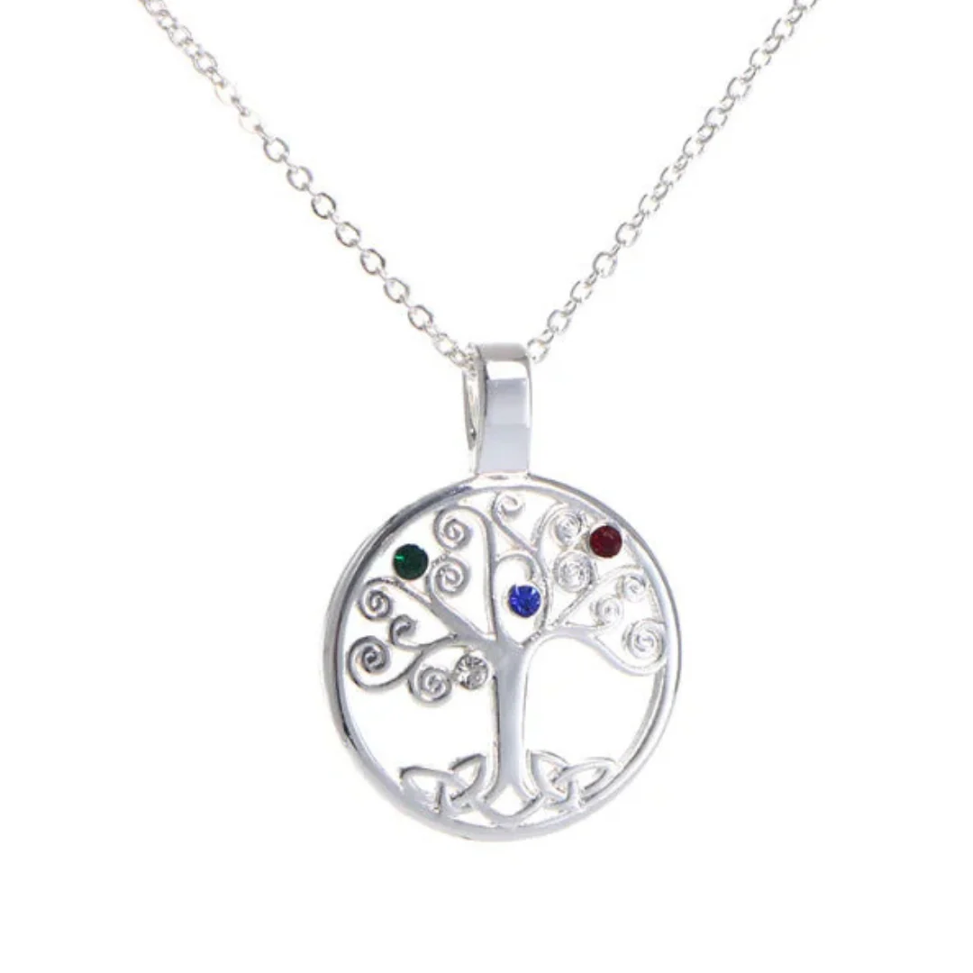 Grá Collection Silver Plated Tree Of Life Stone Necklace
