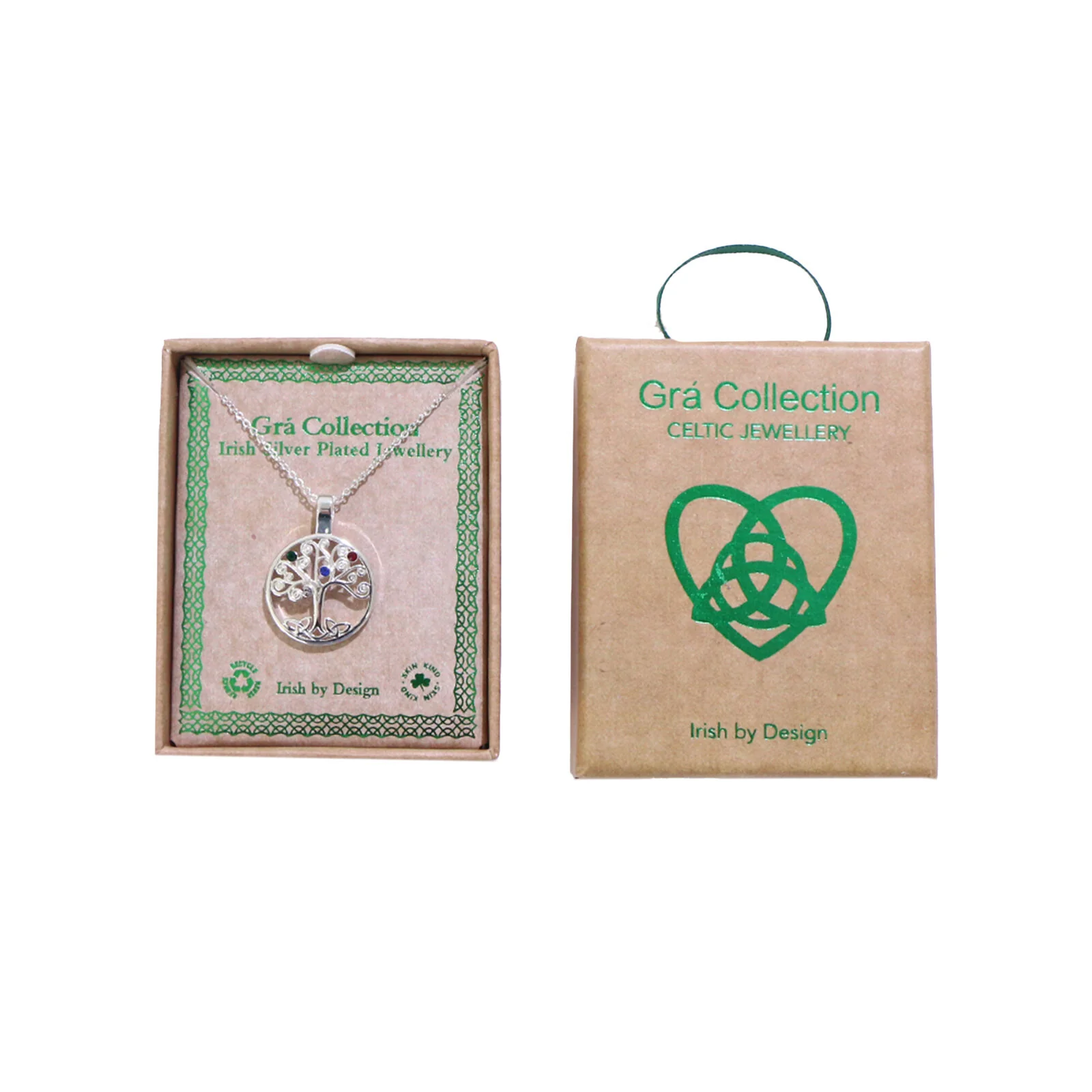 Grá Collection Silver Plated Tree Of Life Stone Necklace - Image 3