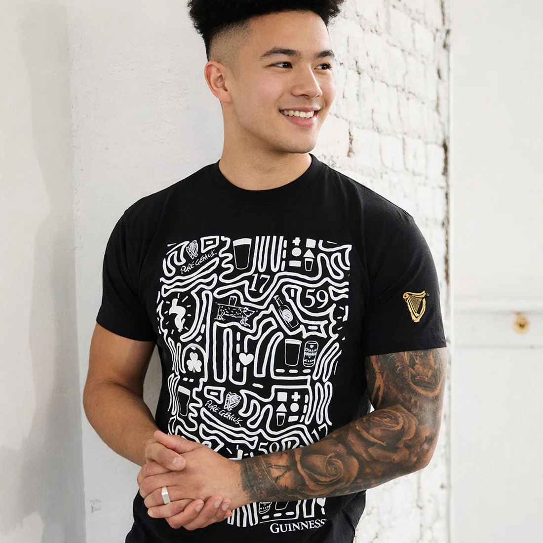 Guinness Black Graphic Doodle T-Shirt - Image 2