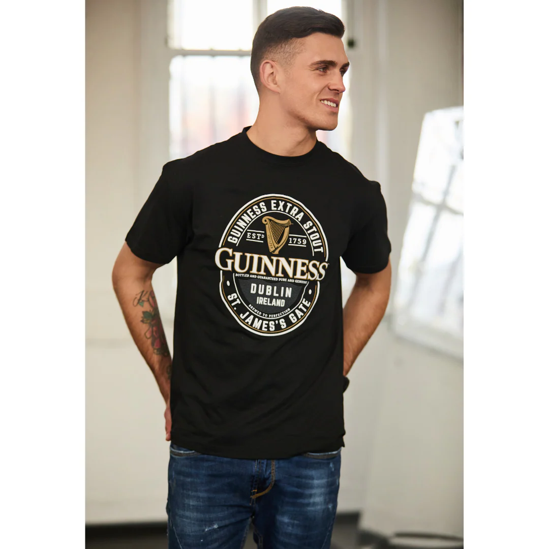 Guinness Extra Stout Stamp Black T-Shirt - Image 2