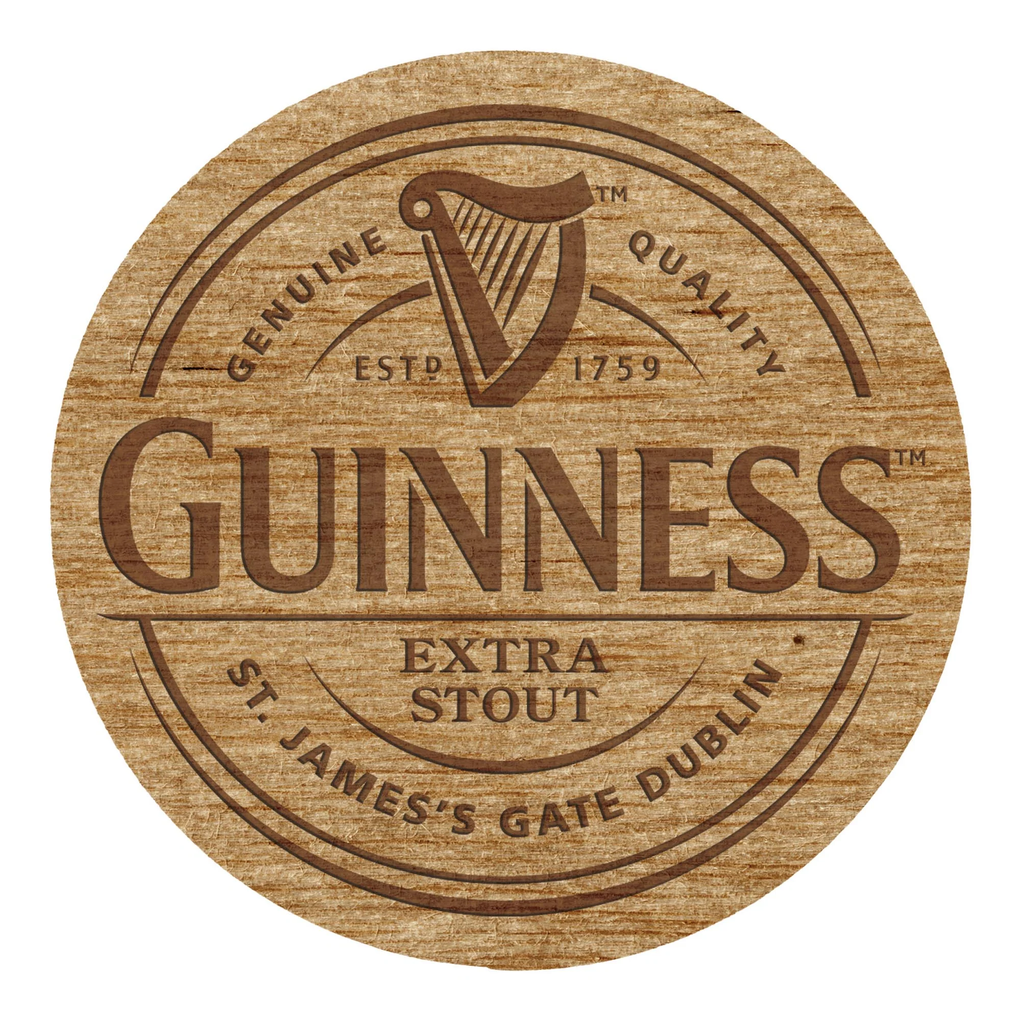 Guinness Harp Wooden Coaster
