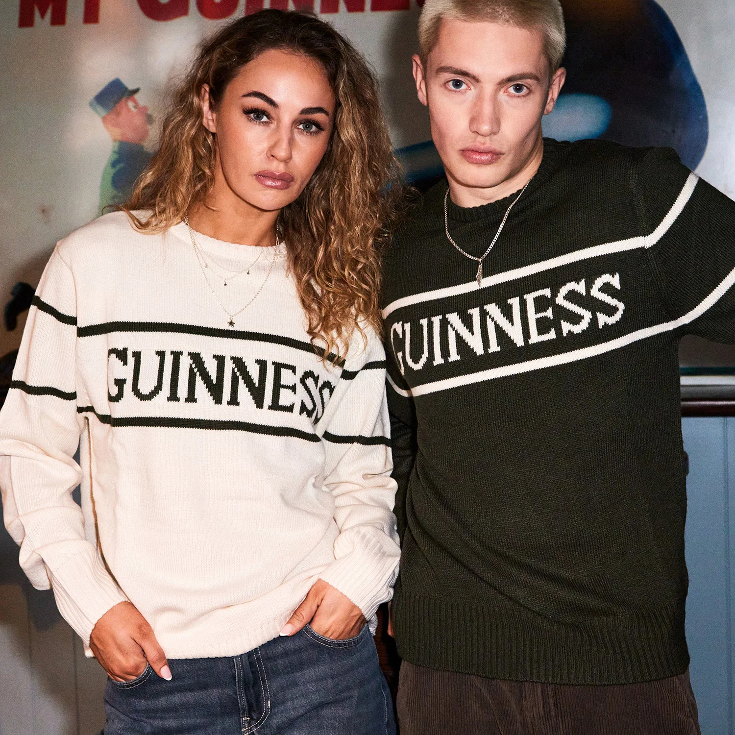 Guinness Mens White & Green Knit Jumper - Image 3