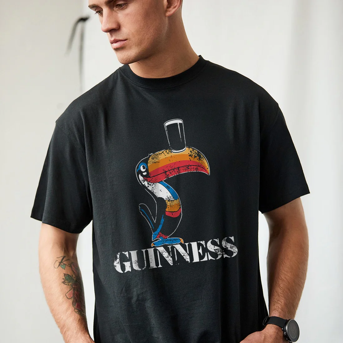 Guinness Toucan & Pint Print Black T-shirt - Image 2