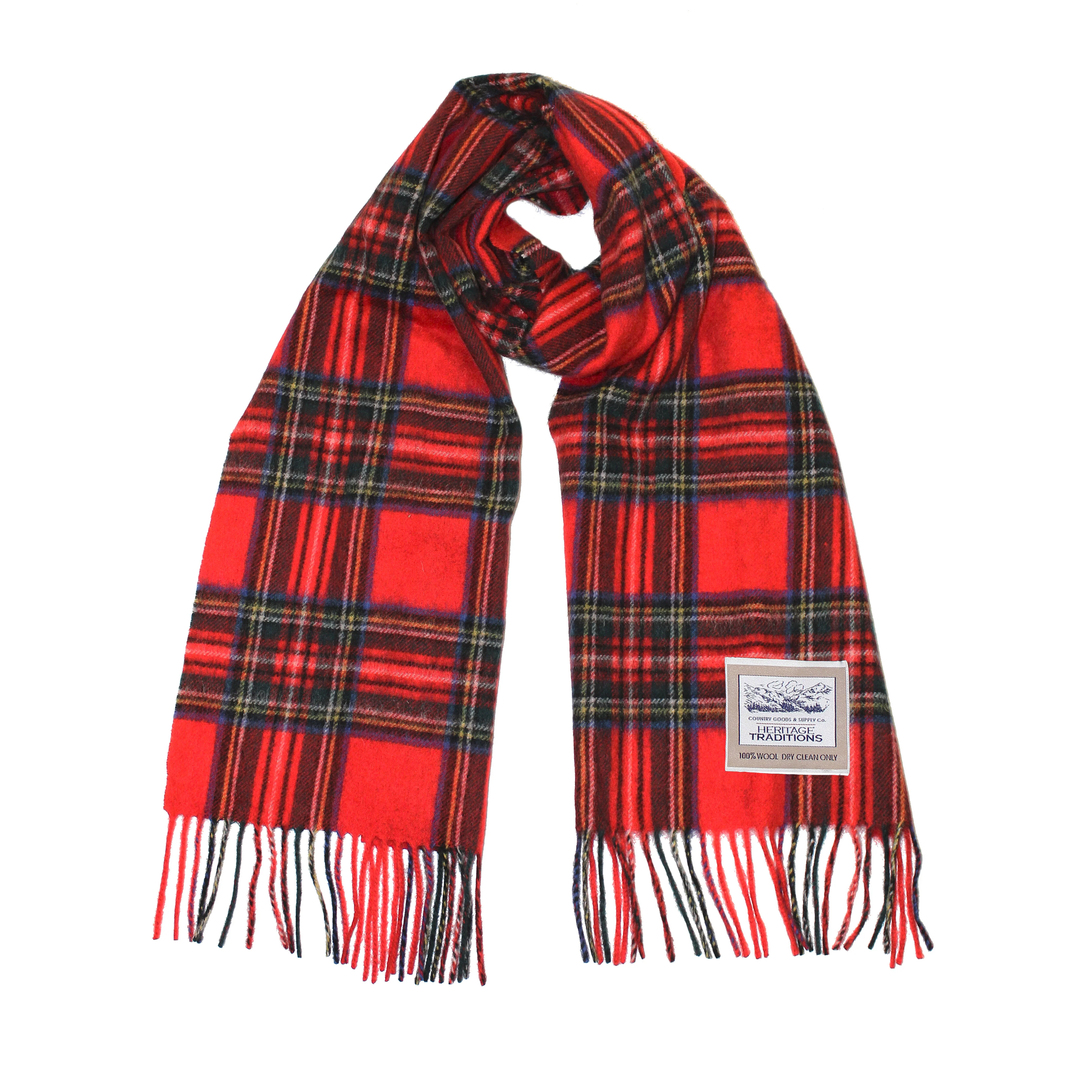 Heritage Traditions Wool Scarf With Red Green And Blue Design 12 X 66