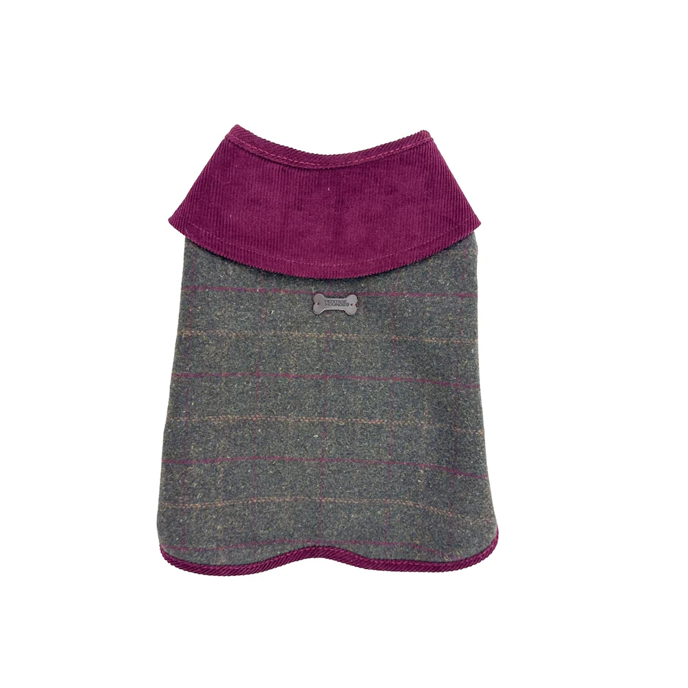 Heritage Tweed Small Green Checked Dog Coat - Image 2