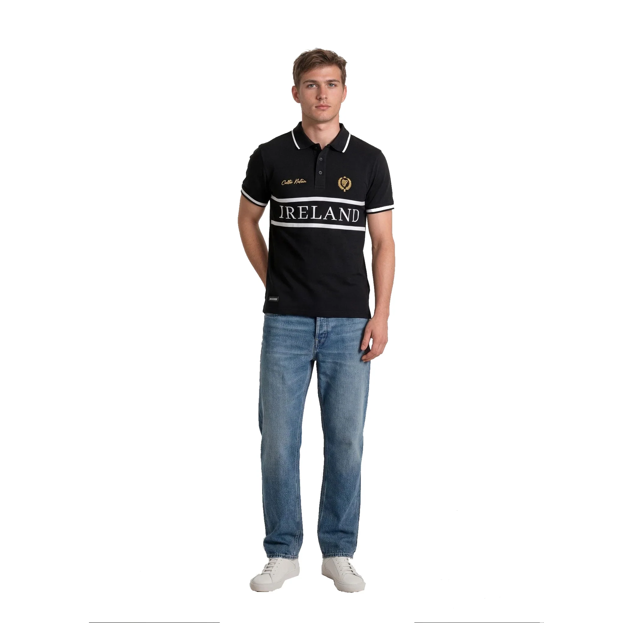 Ireland 32 Unisex Black Polo