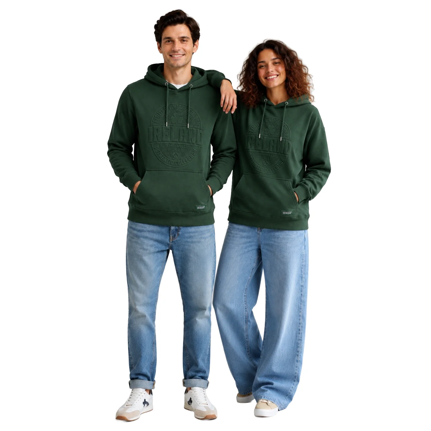 Ireland Limited Vintage Embossed Forest Green Unisex Hoodie - Image 2