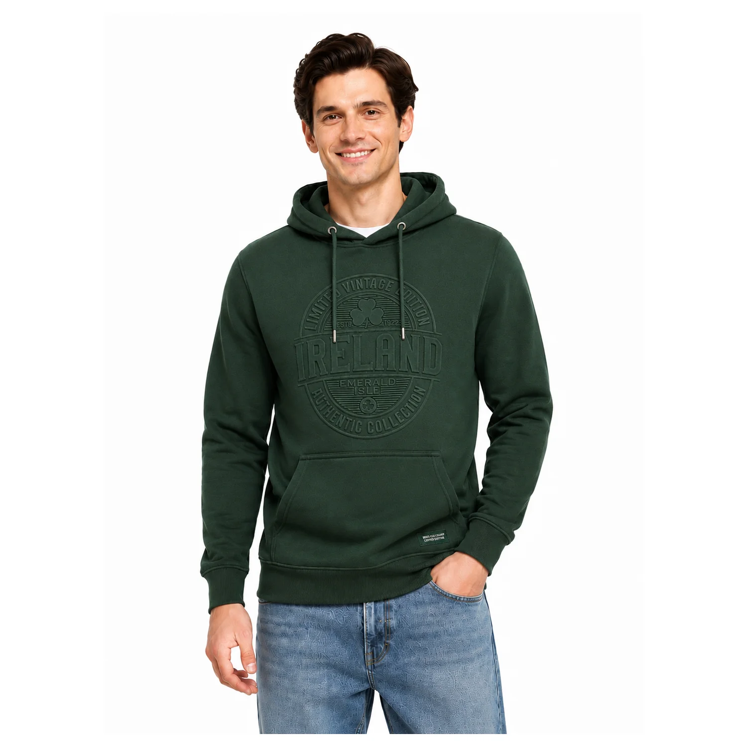 Ireland Limited Vintage Embossed Forest Green Unisex Hoodie - Image 3