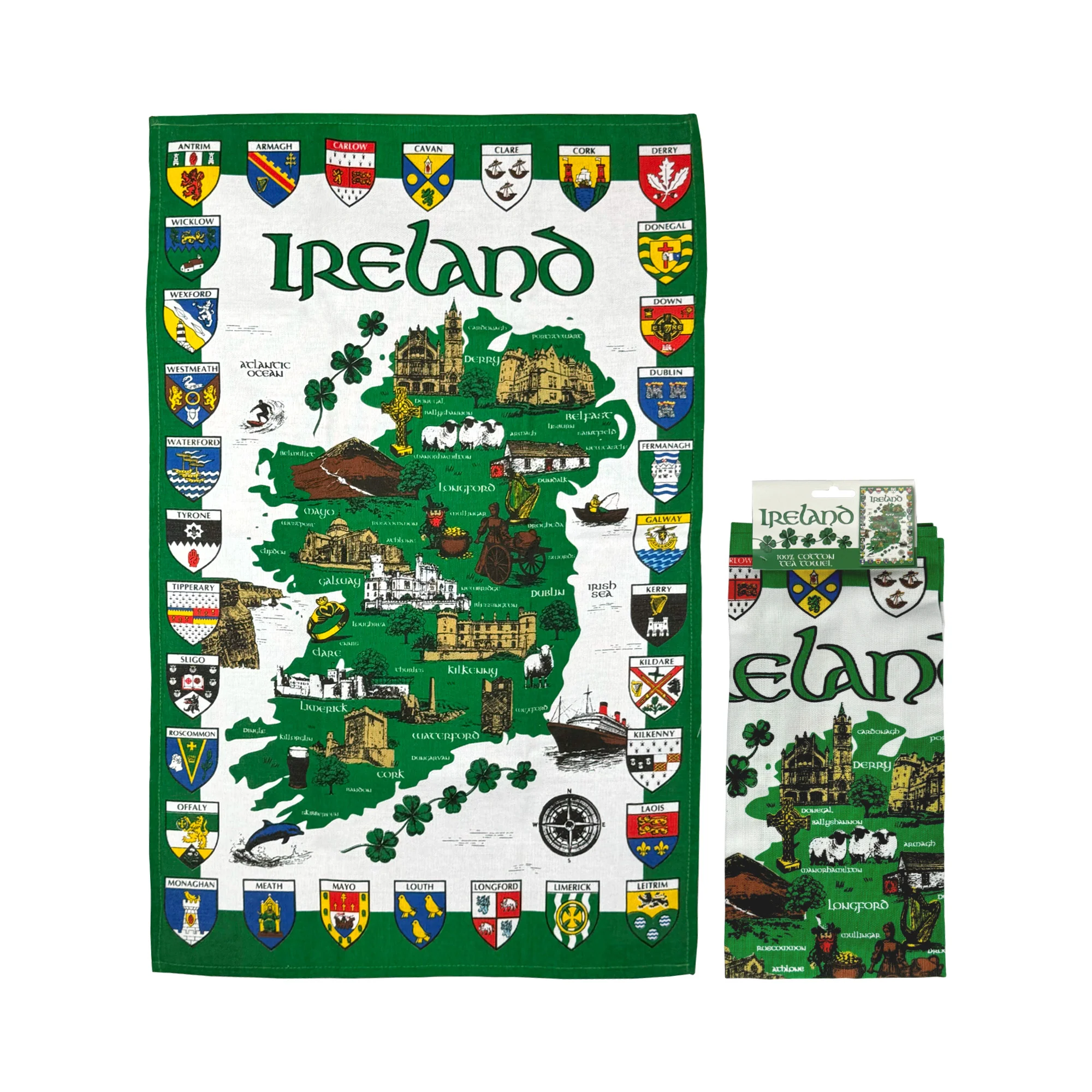 Ireland Map & County Shields Tea Towel - Image 2