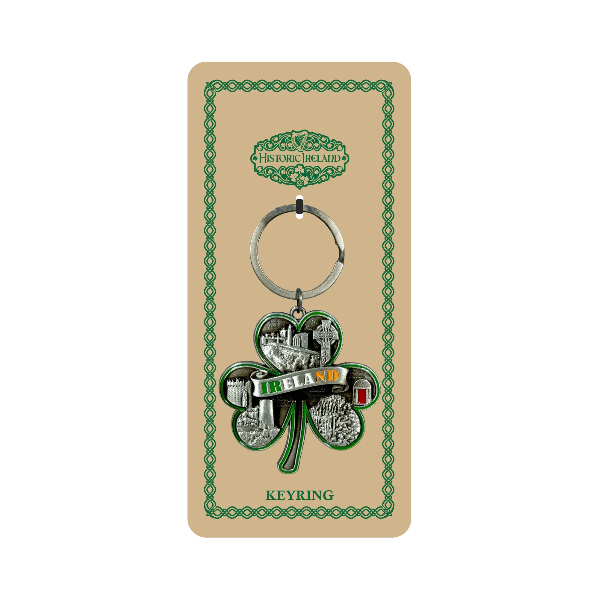 Ireland Shamrock Shaped Metal Keyring - Image 2