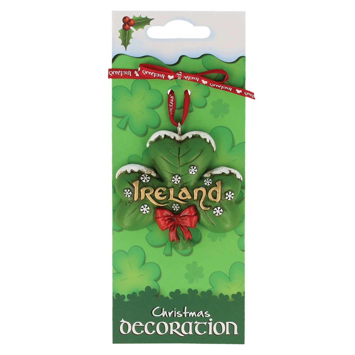 Irish Resin Hanging Decoration With Shamrock & Snow Flake Design