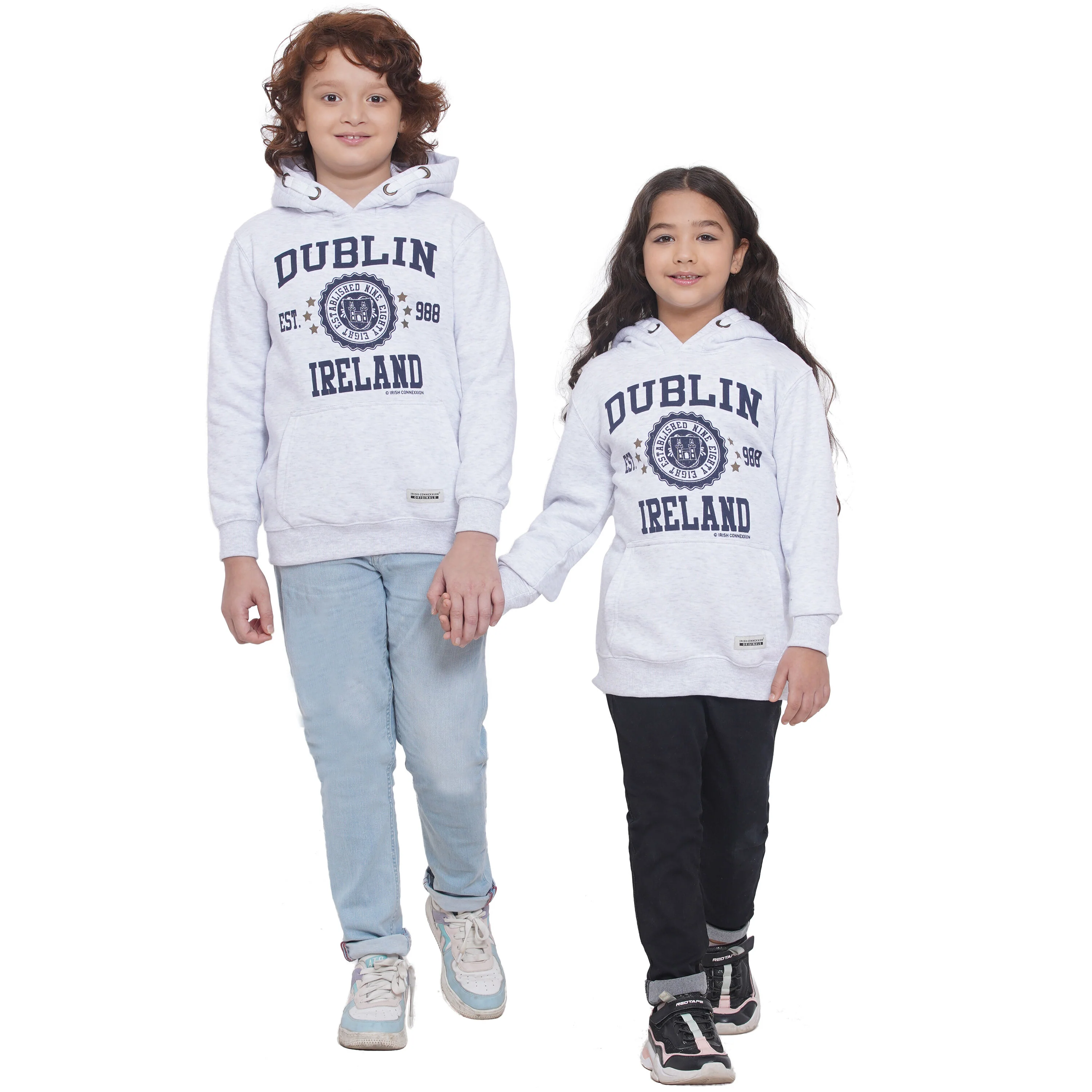Kids Dublin Stamp Stars Hoodie Ash Grey