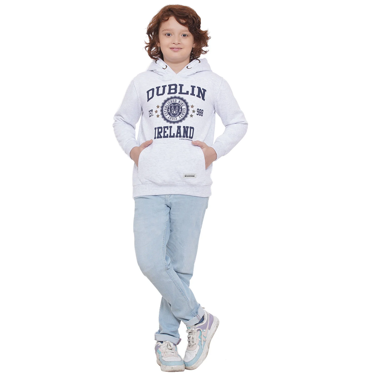 Kids Dublin Stamp Stars Hoodie Ash Grey - Image 2