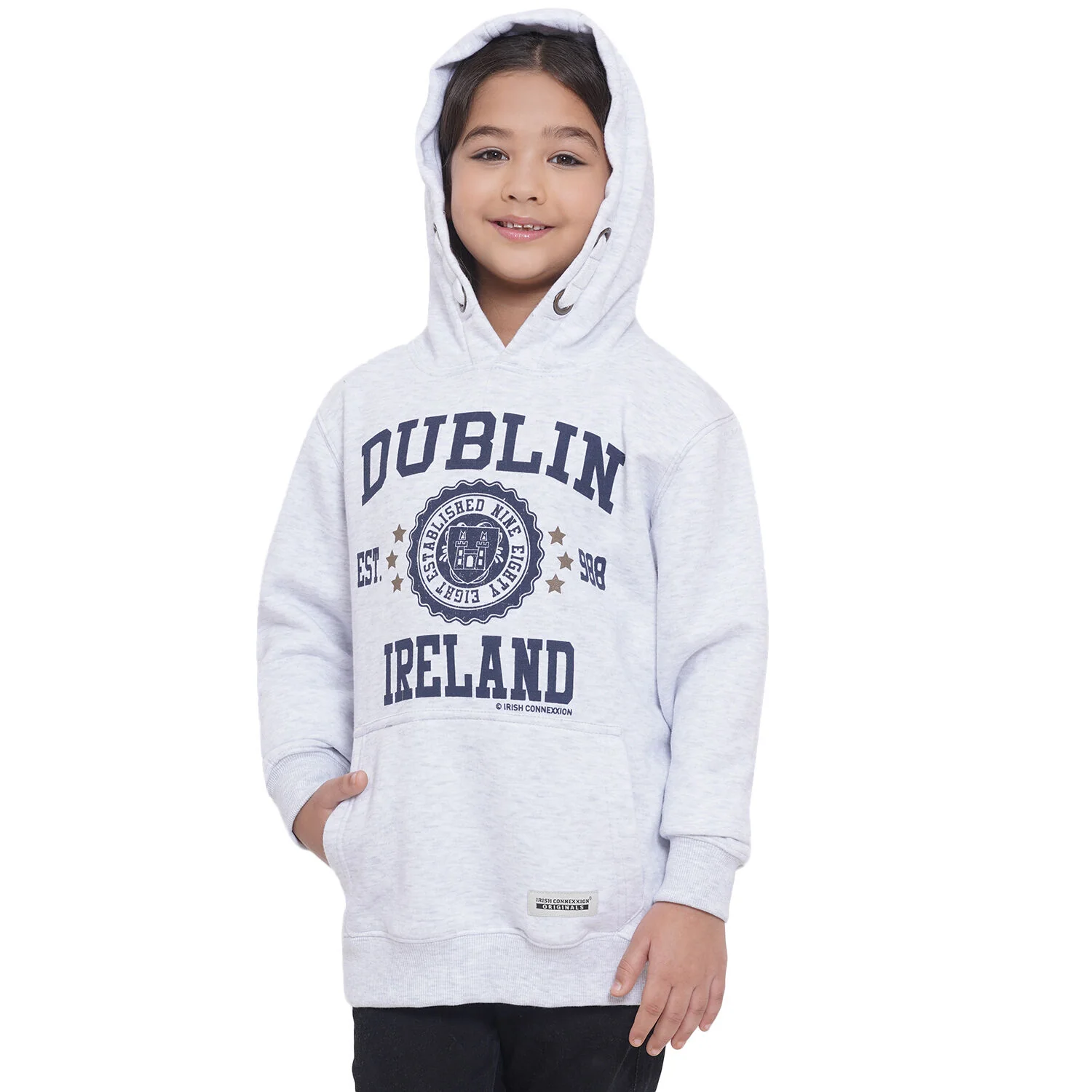 Kids Dublin Stamp Stars Hoodie Ash Grey - Image 3