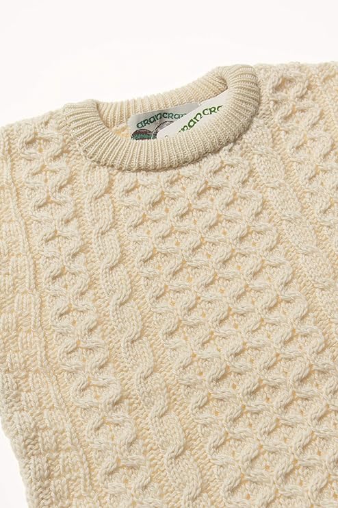 Kid's Traditional Aran Crew Neck Natural Jumper - Image 2
