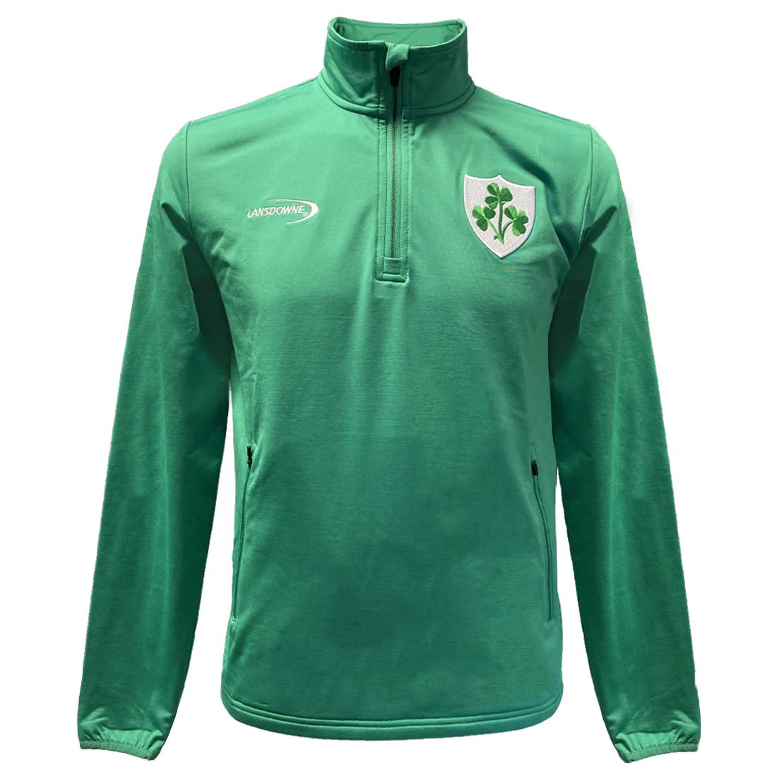 Lansdowne Men's Shamrock Crest 1/4 Zip Green Performance Top