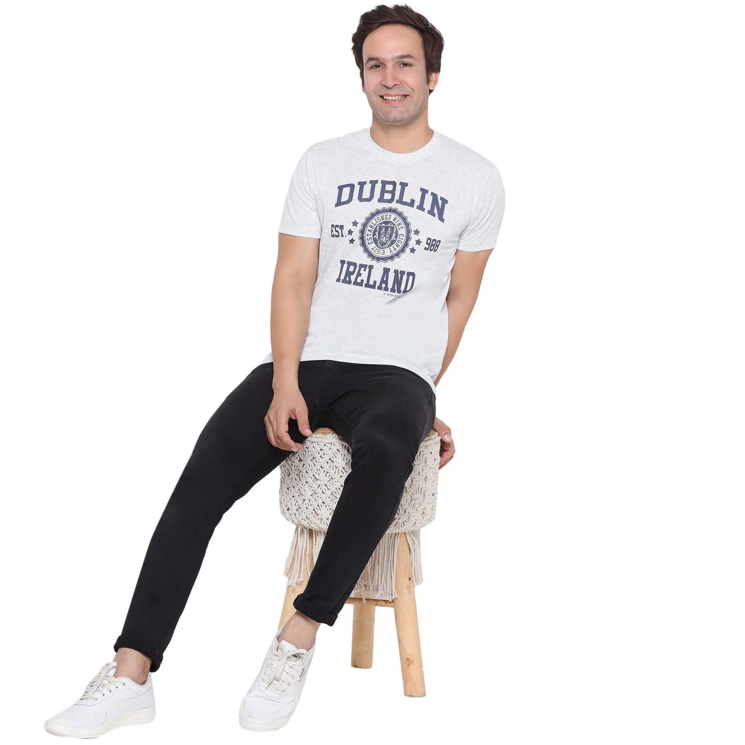 Men's Dublin Stamps T-Shirt Grey - Image 3