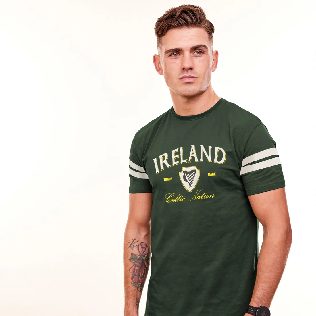 Mens Ireland Harp Green T-Shirt - Image 2