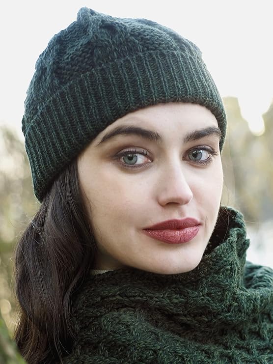Men's Merino Wool Honeycomb Green Hat - Image 4