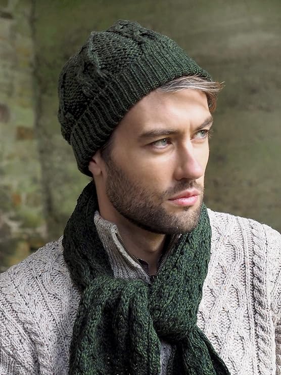 Men's Merino Wool Honeycomb Green Hat - Image 5